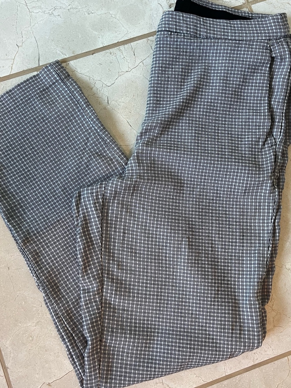 Massimo Fabbro Italy Black White Check Plaid Pull On Stretch Womens Pants Size 6